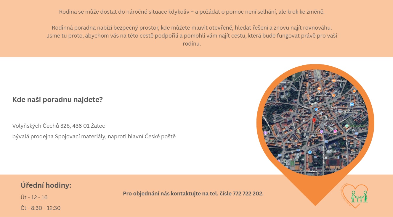 kde nás najdete Rodinná poradna Žatec, Podbořany, Most, Kněževes, Rakovník